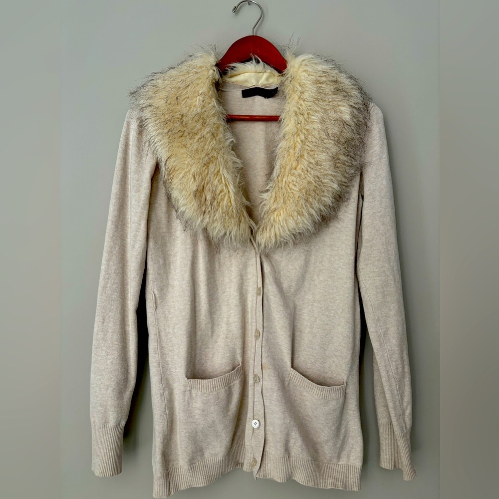 The Limited-Cardigan in Khaki-Detachable Fur!